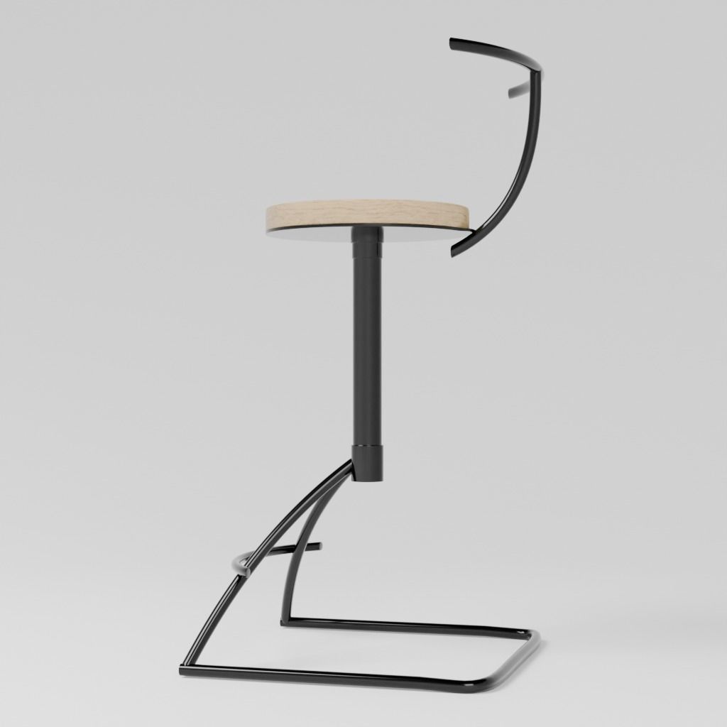 Bar stool 3D model_2