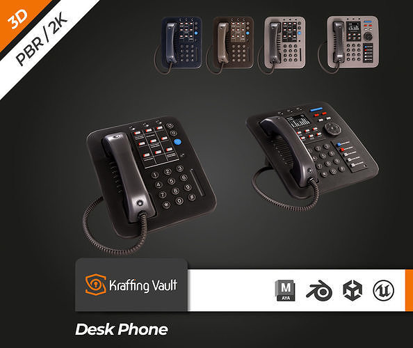 Desk Phone Low-poly 3D model