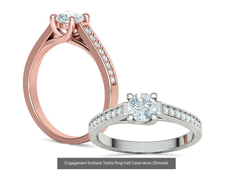 Trellis Engagement Ring Half Carat Stone 2 RINGS COLLECTION _7