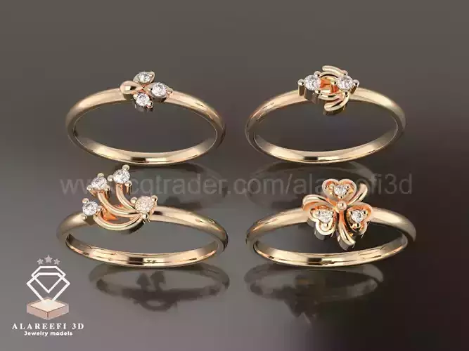 Collection No 10 - 32 Italian Rings Inlaid with gems