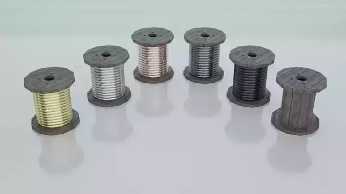 Resources Pack - Cable Drums Low-poly 3D model