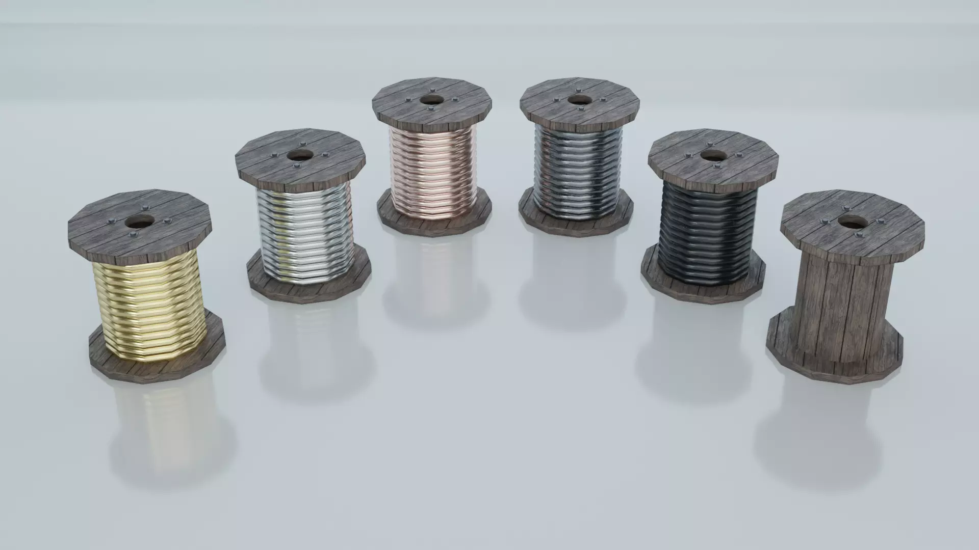 Resources Pack - Cable Drums Low-poly 3D model_0