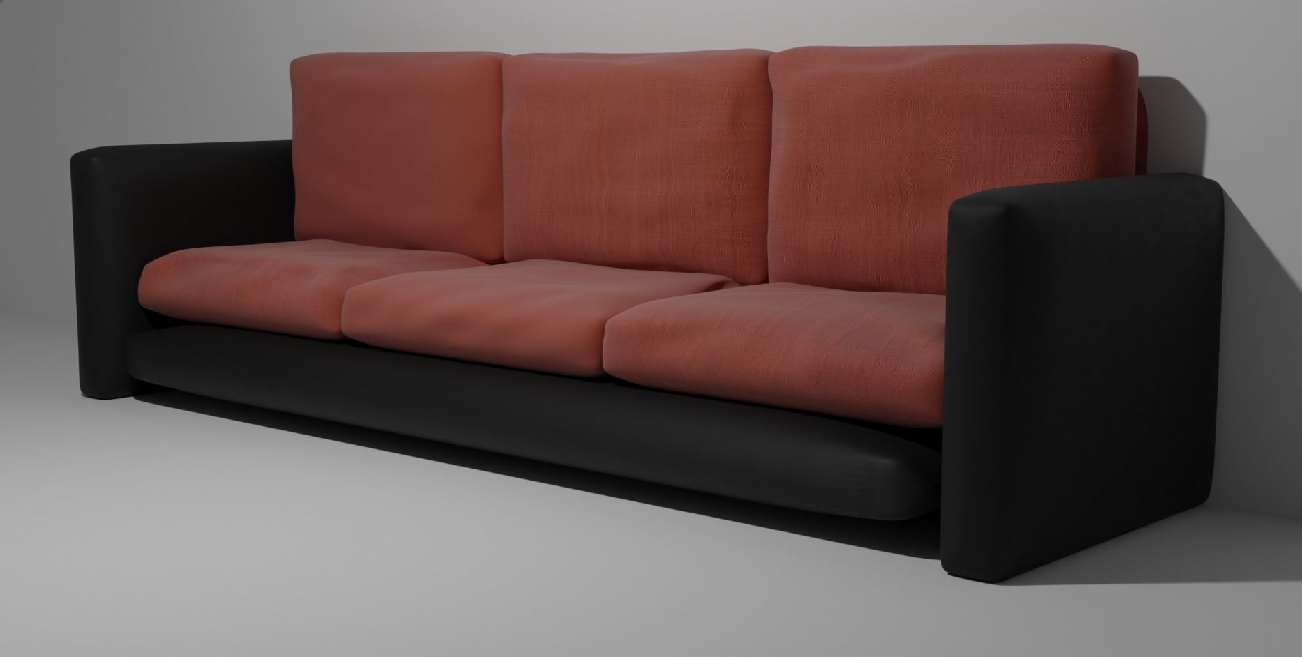 black couch with red pillows 3D model_2