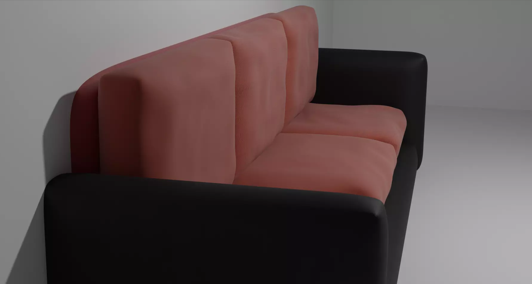 black couch with red pillows 3D model_0