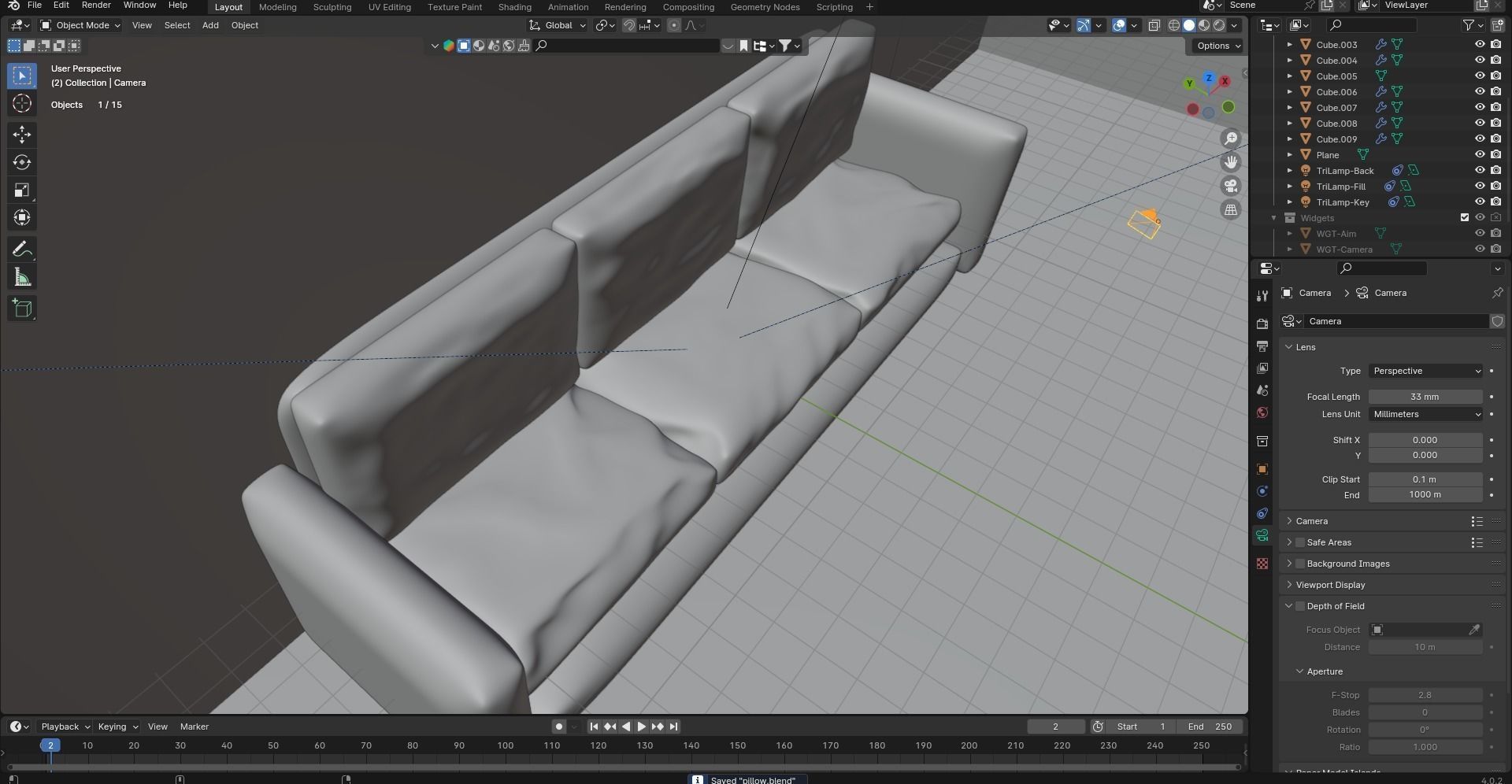 black couch with red pillows 3D model_10