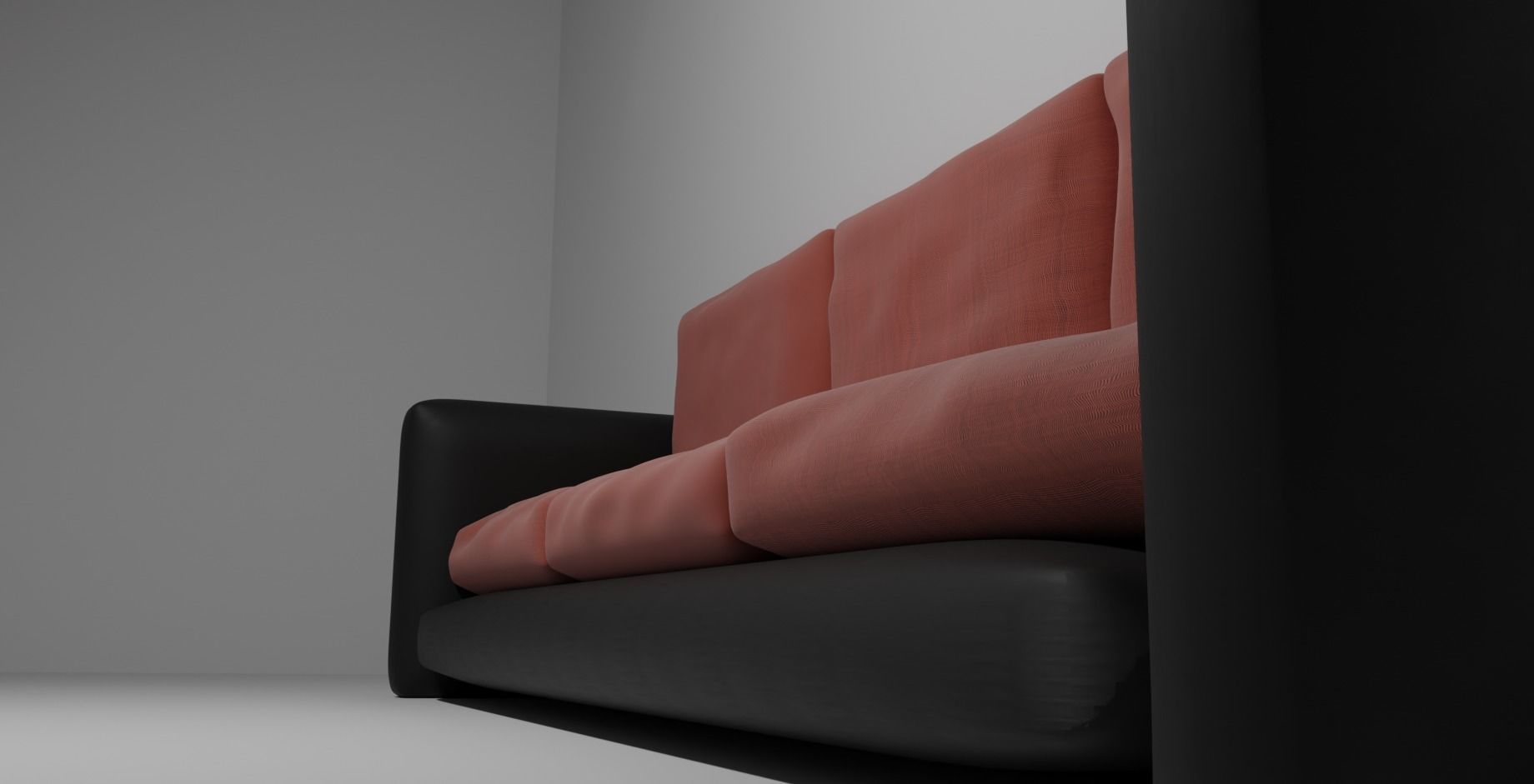 black couch with red pillows 3D model_6