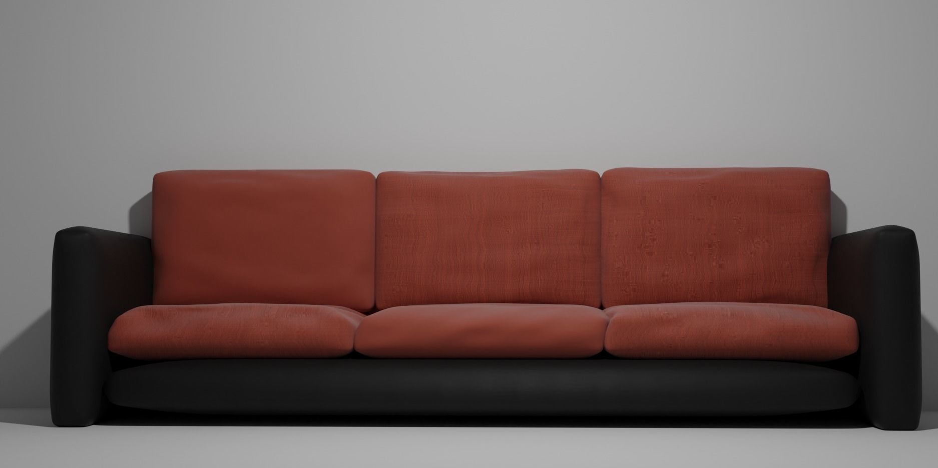 black couch with red pillows 3D model_3