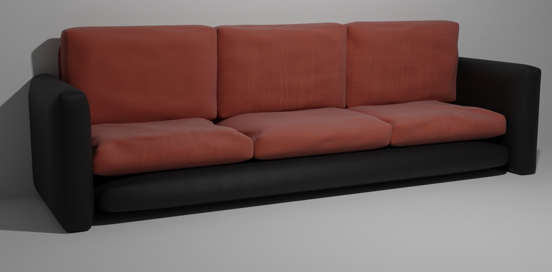 black couch with red pillows 3D model_1