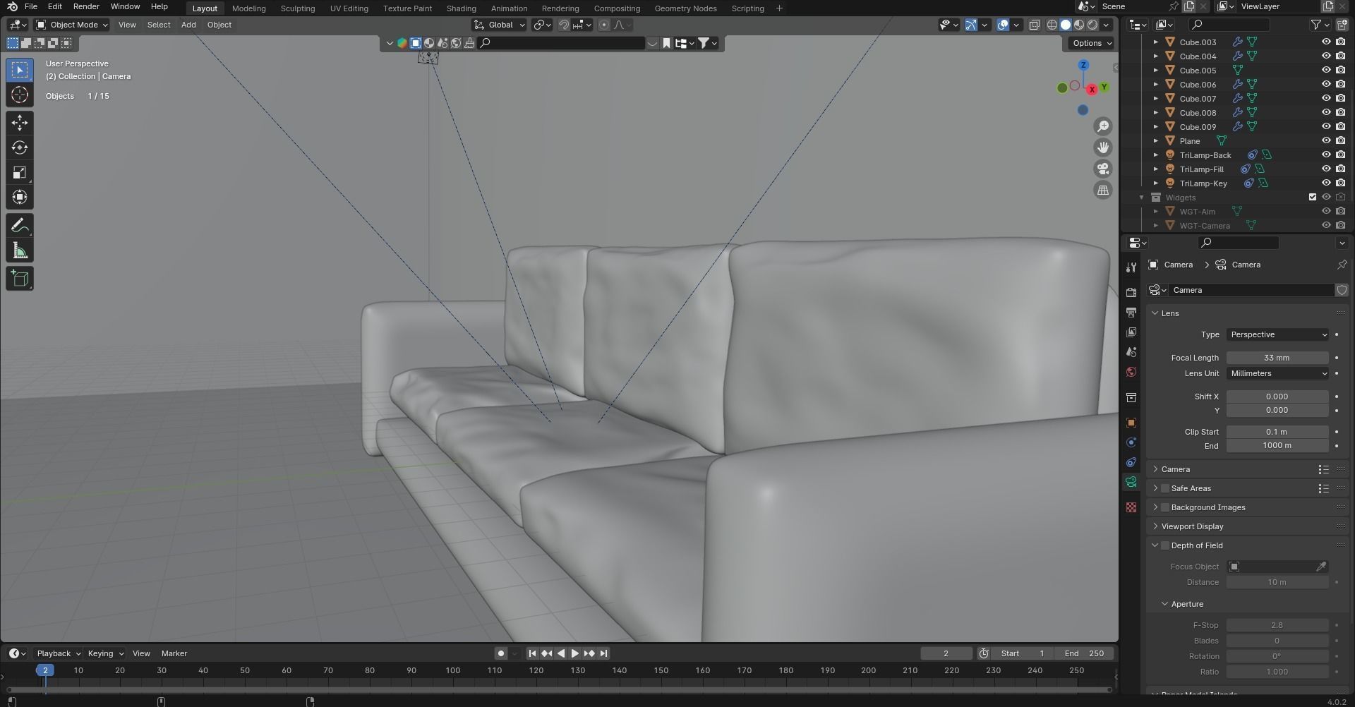 black couch with red pillows 3D model_8