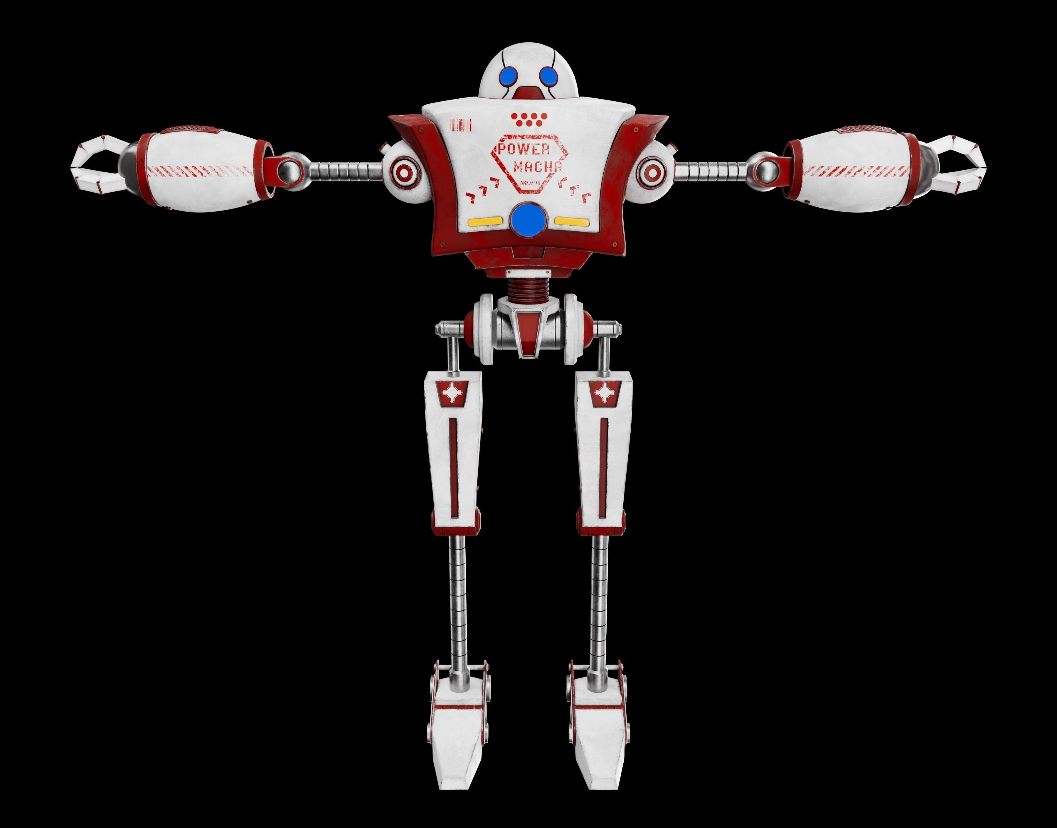 Cartoon 3d Robot model Low-poly 3D model_4