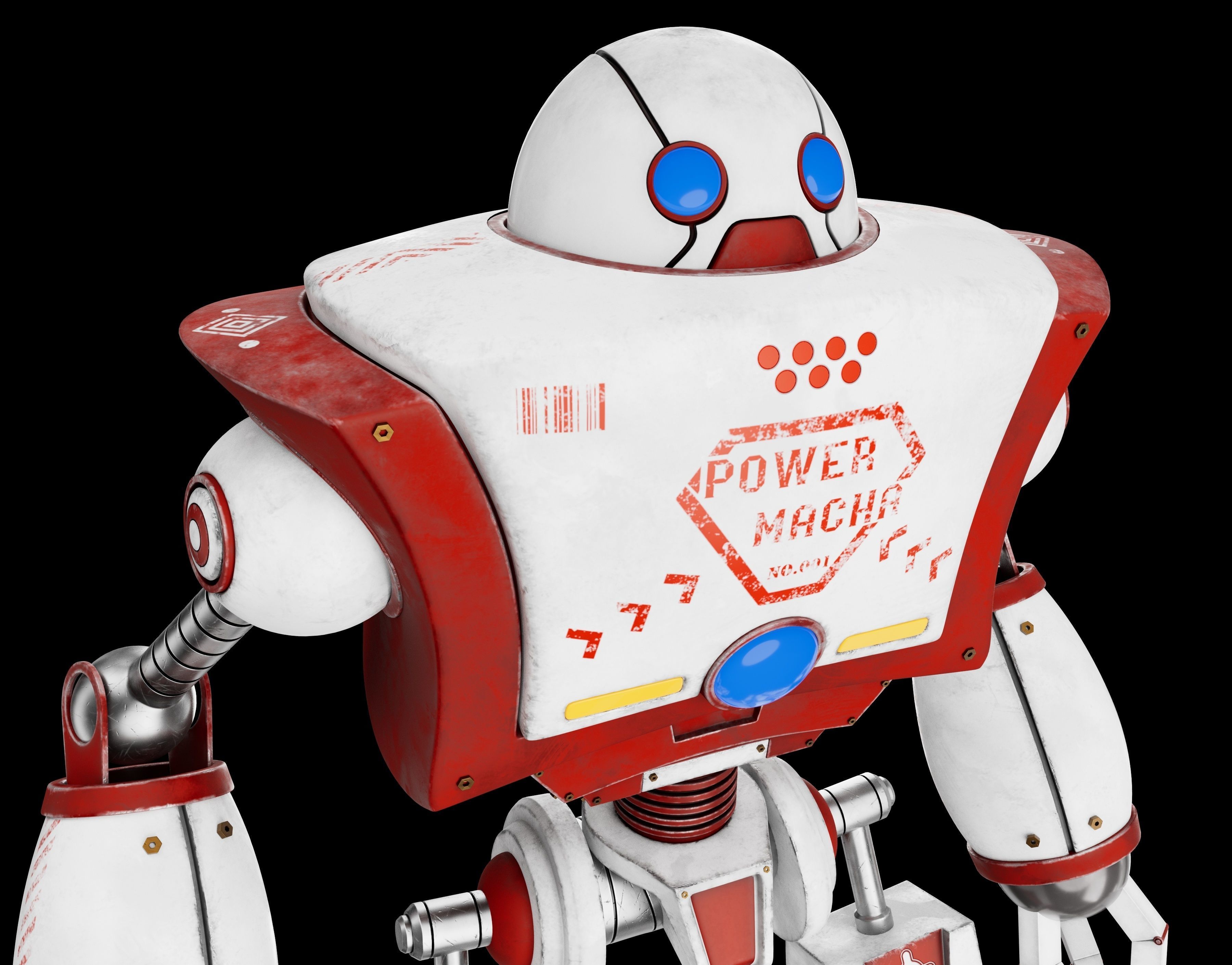 Cartoon 3d Robot model Low-poly 3D model_2