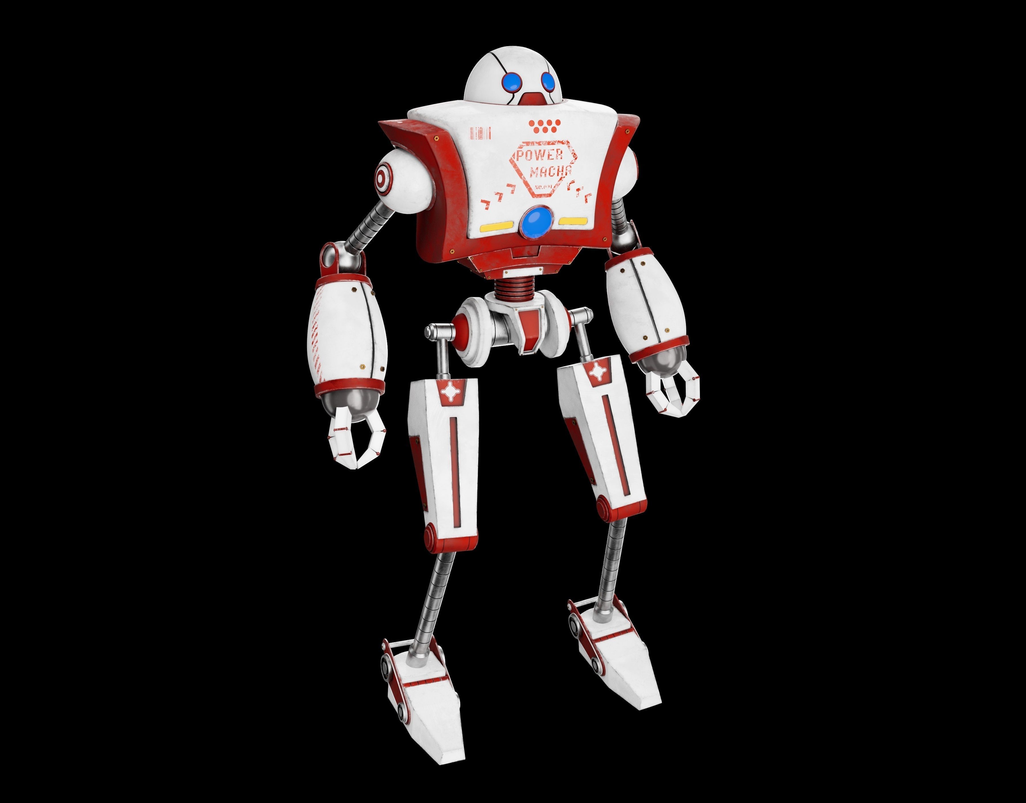 Cartoon 3d Robot model Low-poly 3D model_3