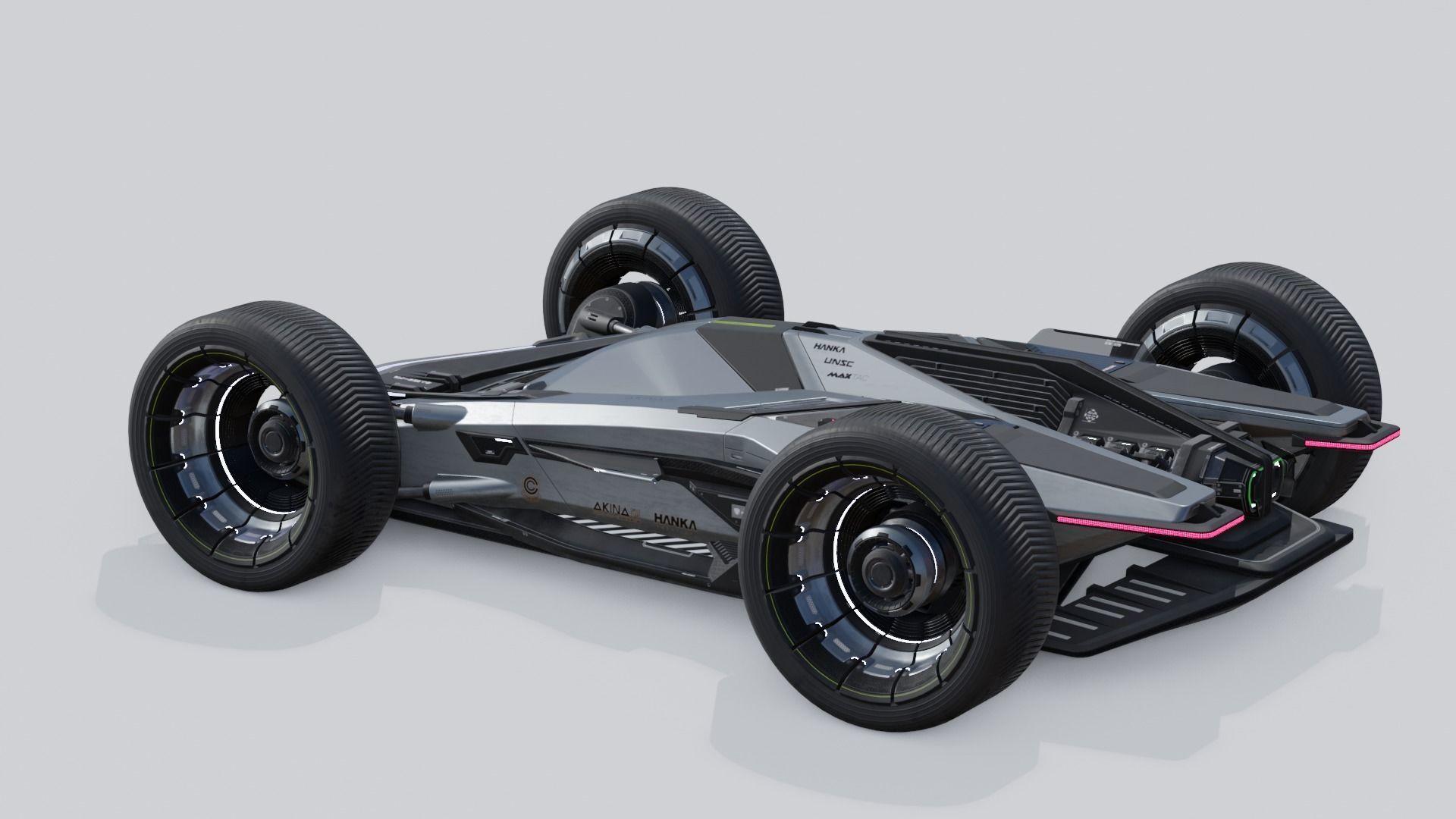 SCI-FI Futuristic F1-Rollcage Concept Racing Car - Unreal Ready Low-poly 3D model_3