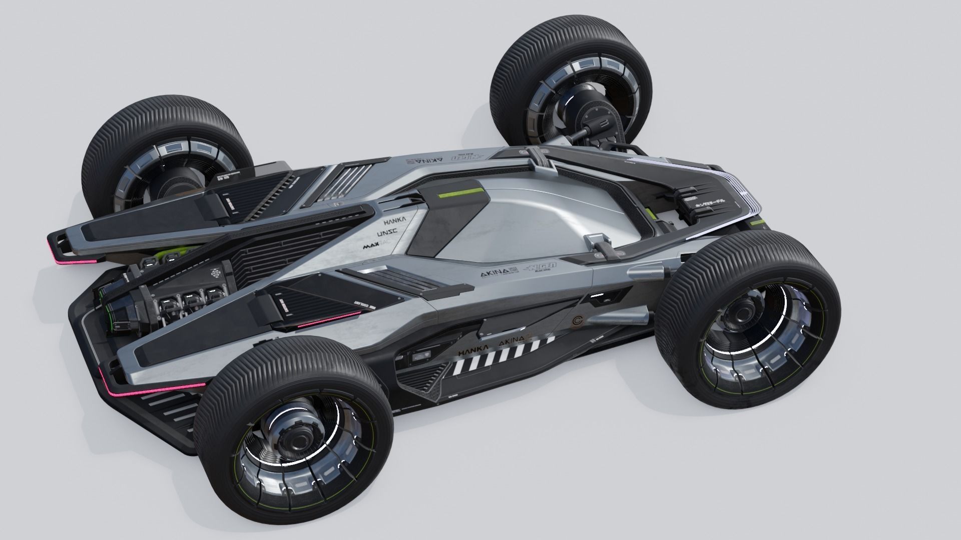 SCI-FI Futuristic F1-Rollcage Concept Racing Car - Unreal Ready Low-poly 3D model_2