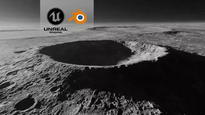 Moon Crater 2 with 8K Textures 3D model
