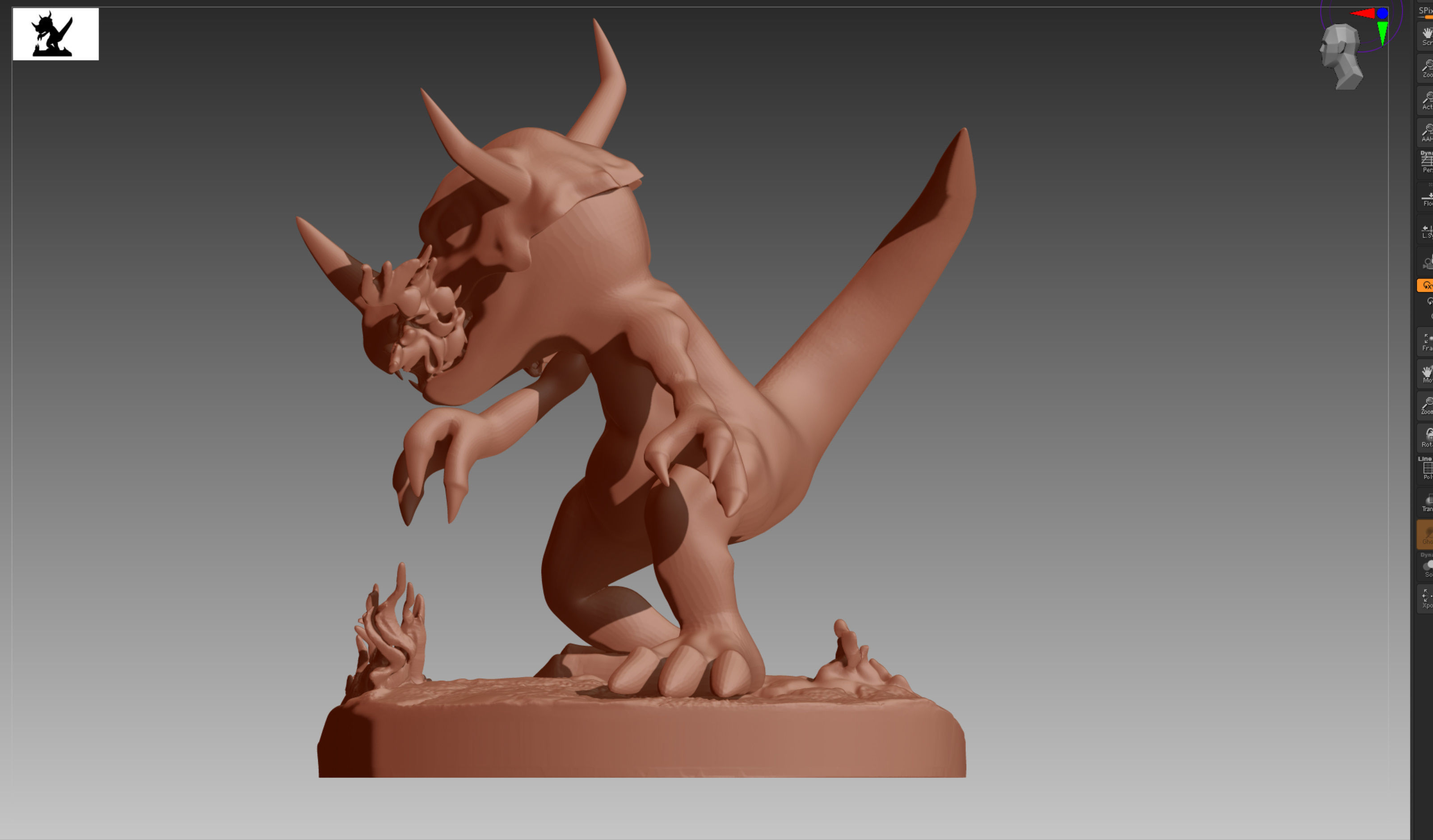 Greymon Digimon 3D print OBJ STL 3D print model_3