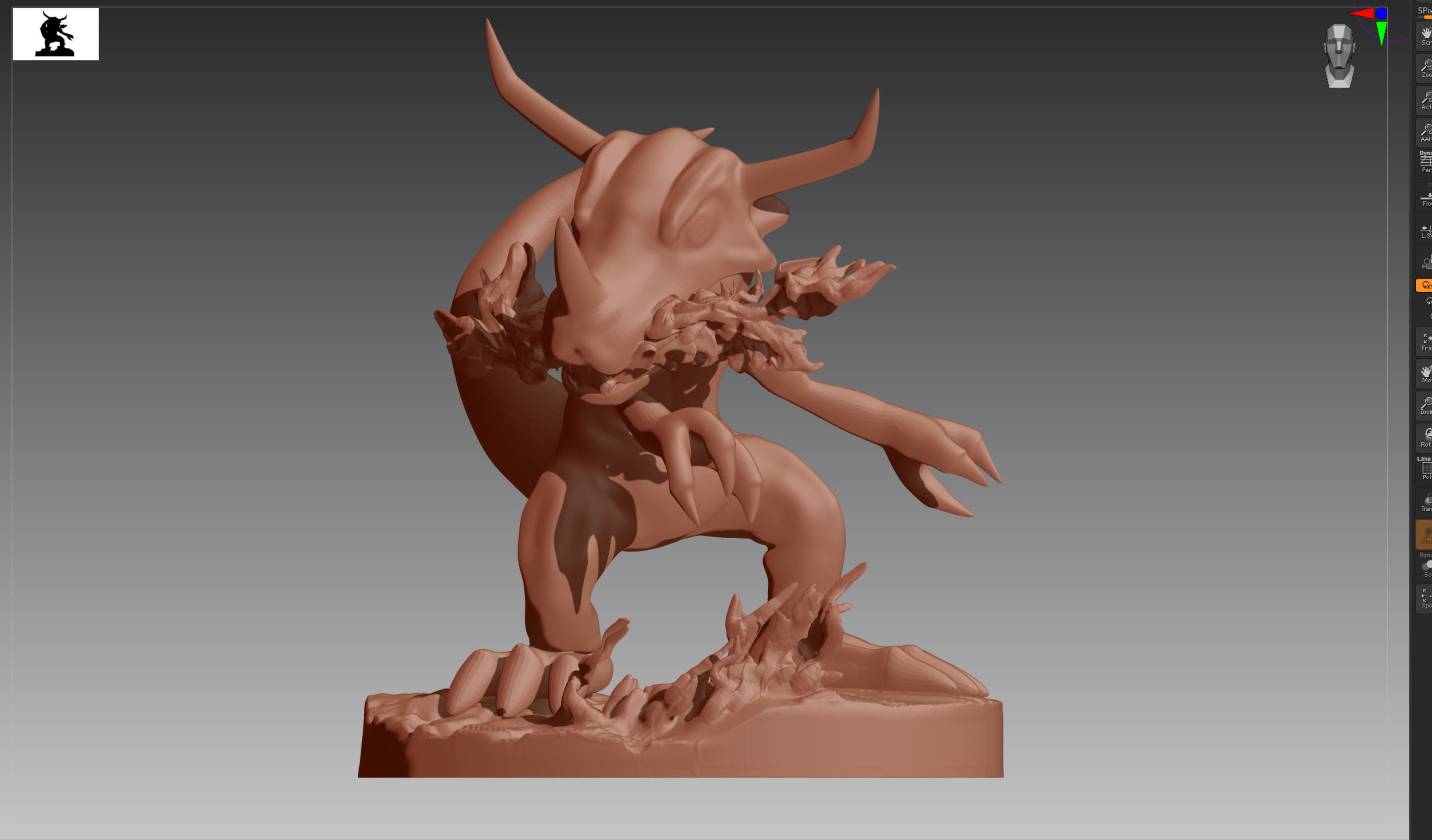 Greymon Digimon 3D print OBJ STL 3D print model_1