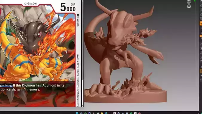 Greymon Digimon 3D print OBJ STL 3D print model