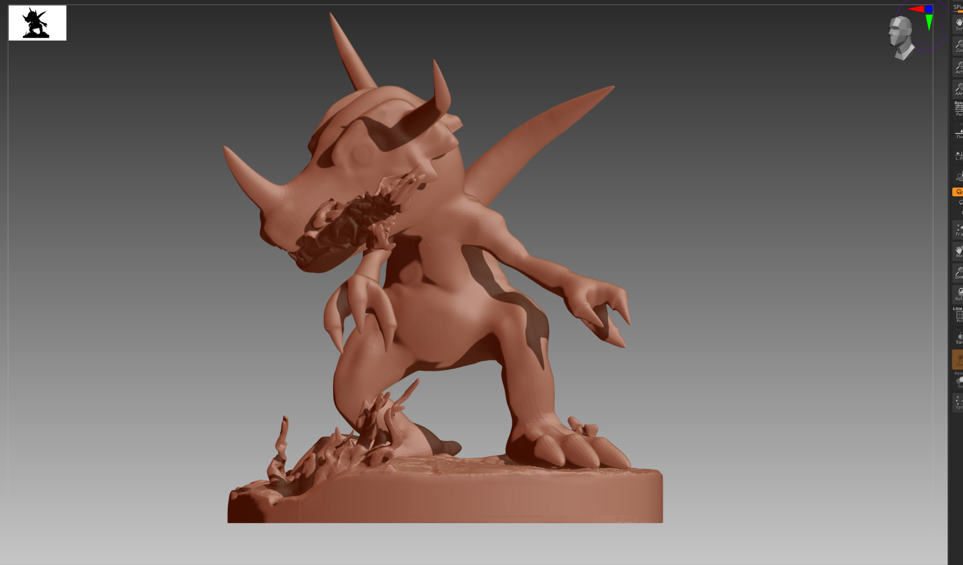Greymon Digimon 3D print OBJ STL 3D print model_2