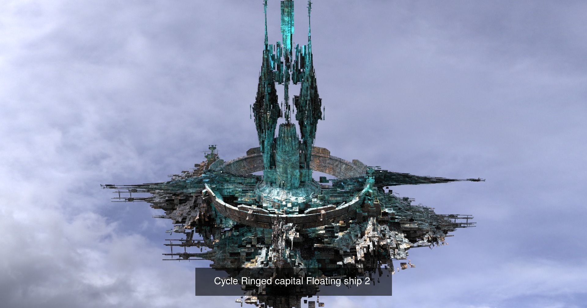 Floating Sci fi Ring Utopias cities 3D Model Collection_19