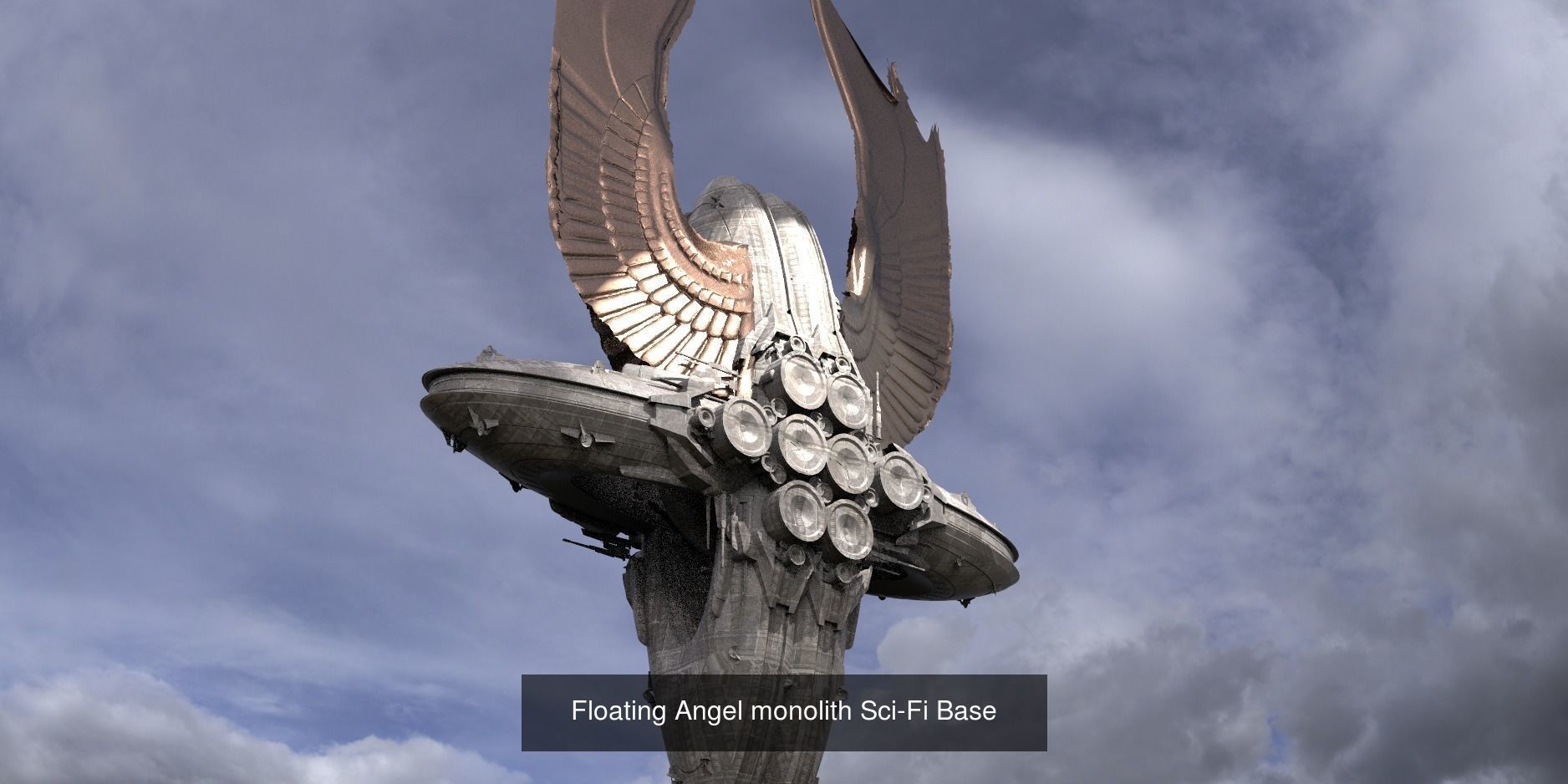 Floating Sci fi Ring Utopias cities 3D Model Collection_7