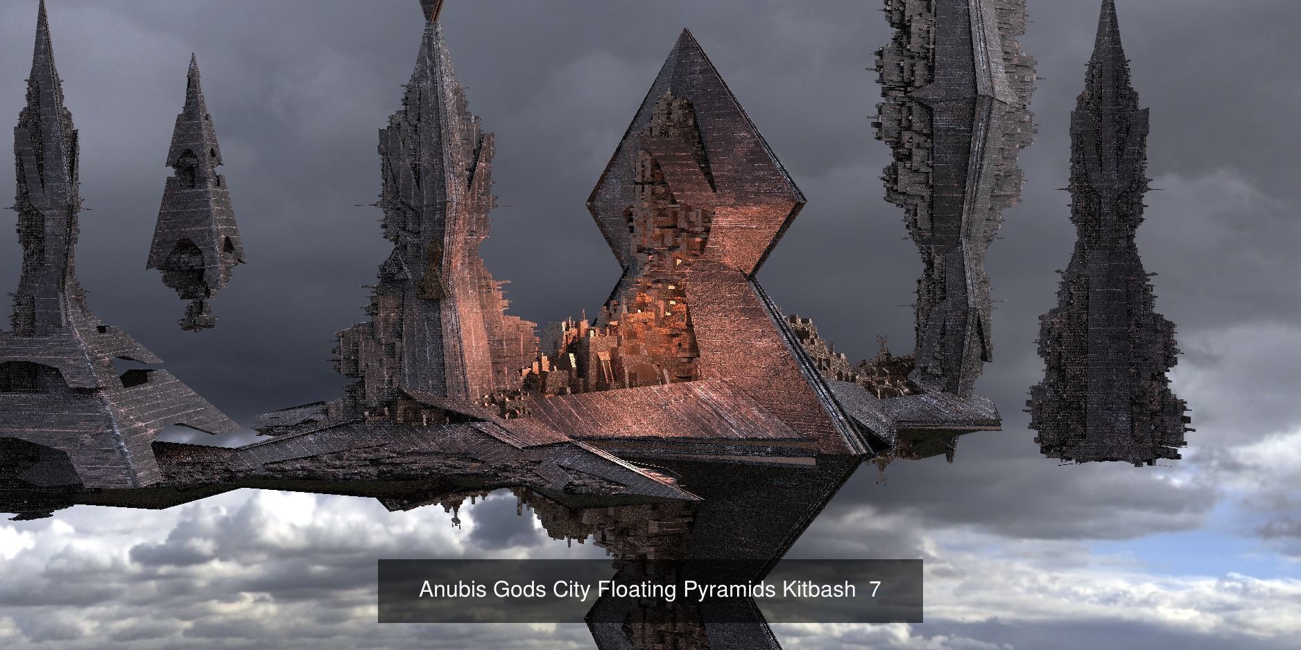 Floating Sci fi Ring Utopias cities 3D Model Collection_13