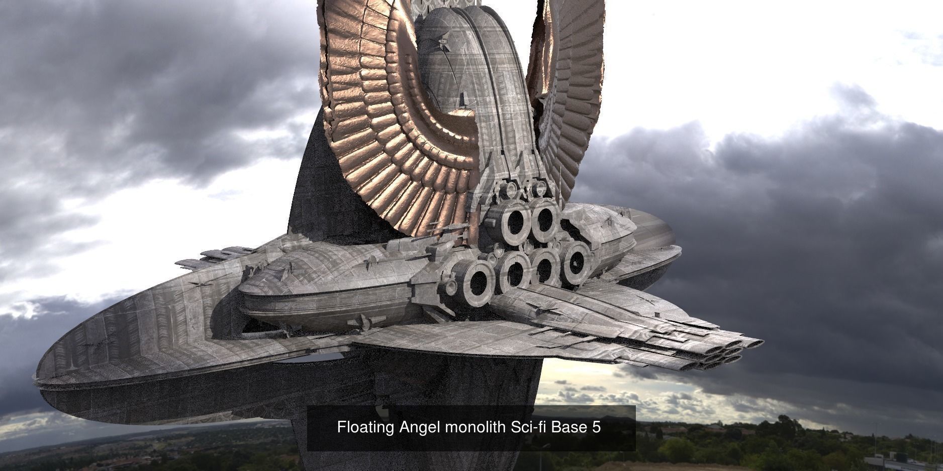 Floating Sci fi Ring Utopias cities 3D Model Collection_8