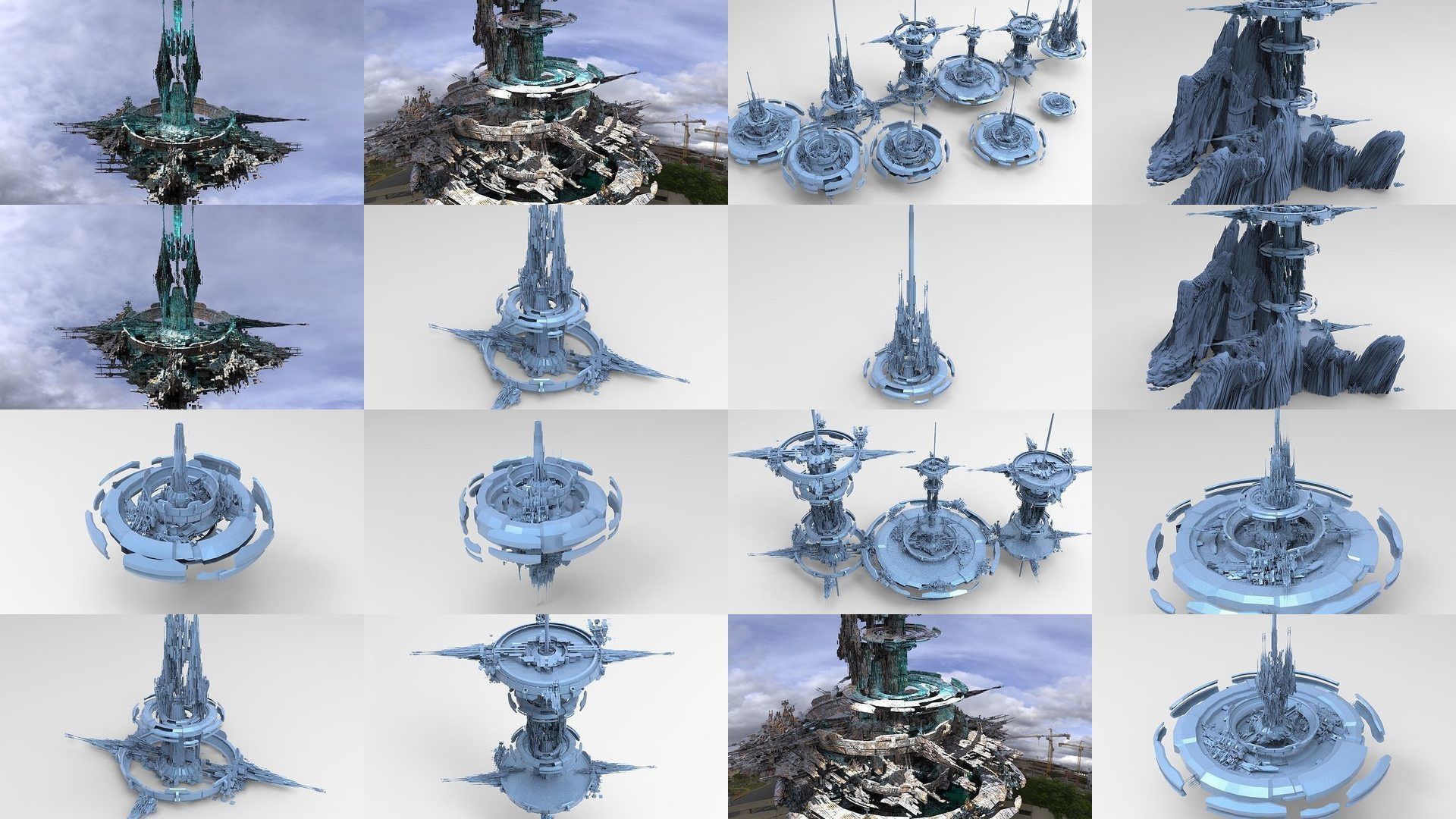 Floating Sci fi Ring Utopias cities 3D Model Collection_1