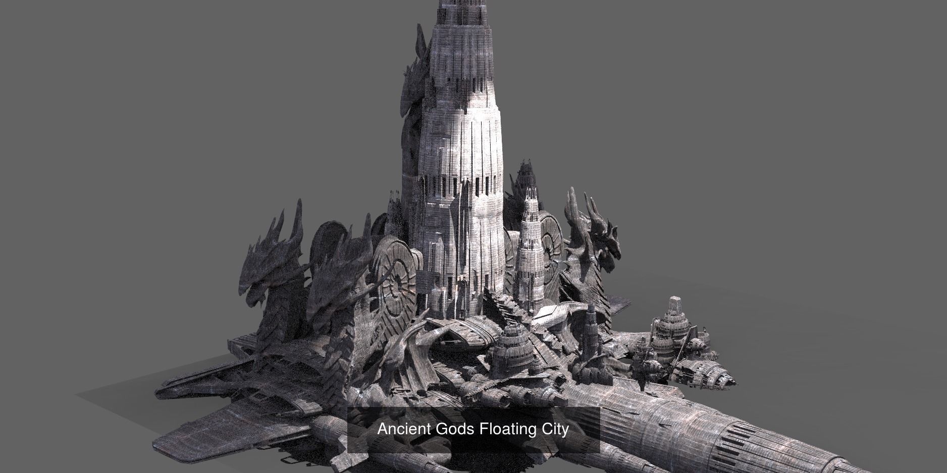 Floating Sci fi Ring Utopias cities 3D Model Collection_6