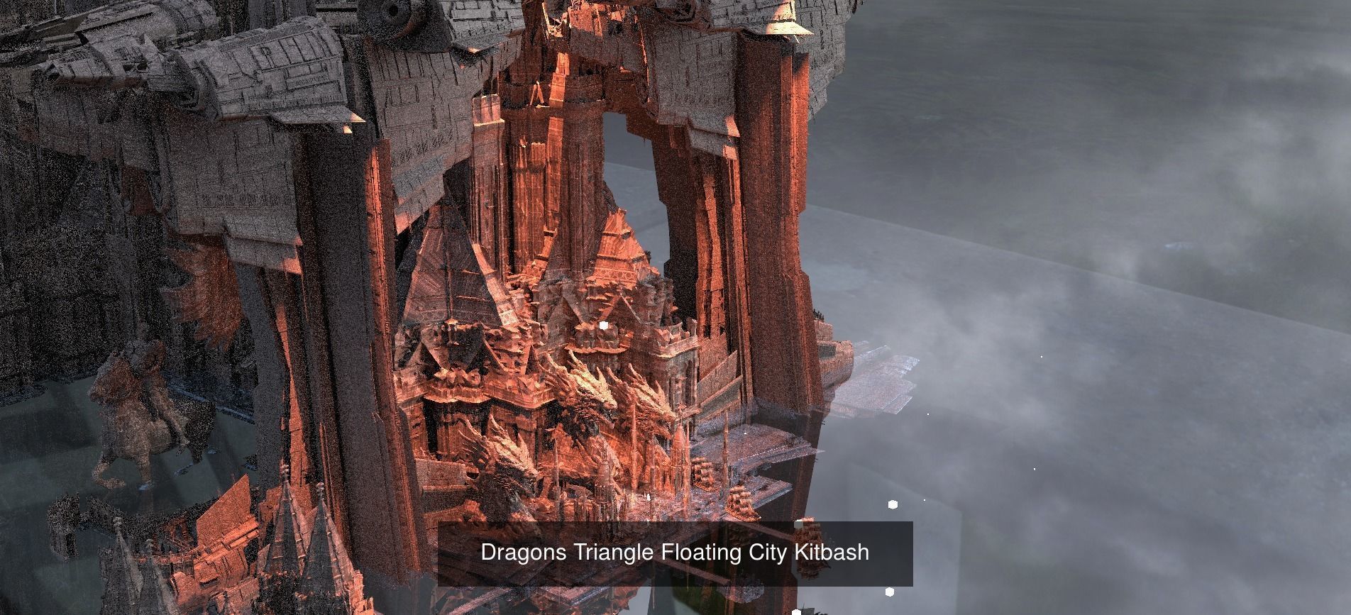 Floating Sci fi Ring Utopias cities 3D Model Collection_5