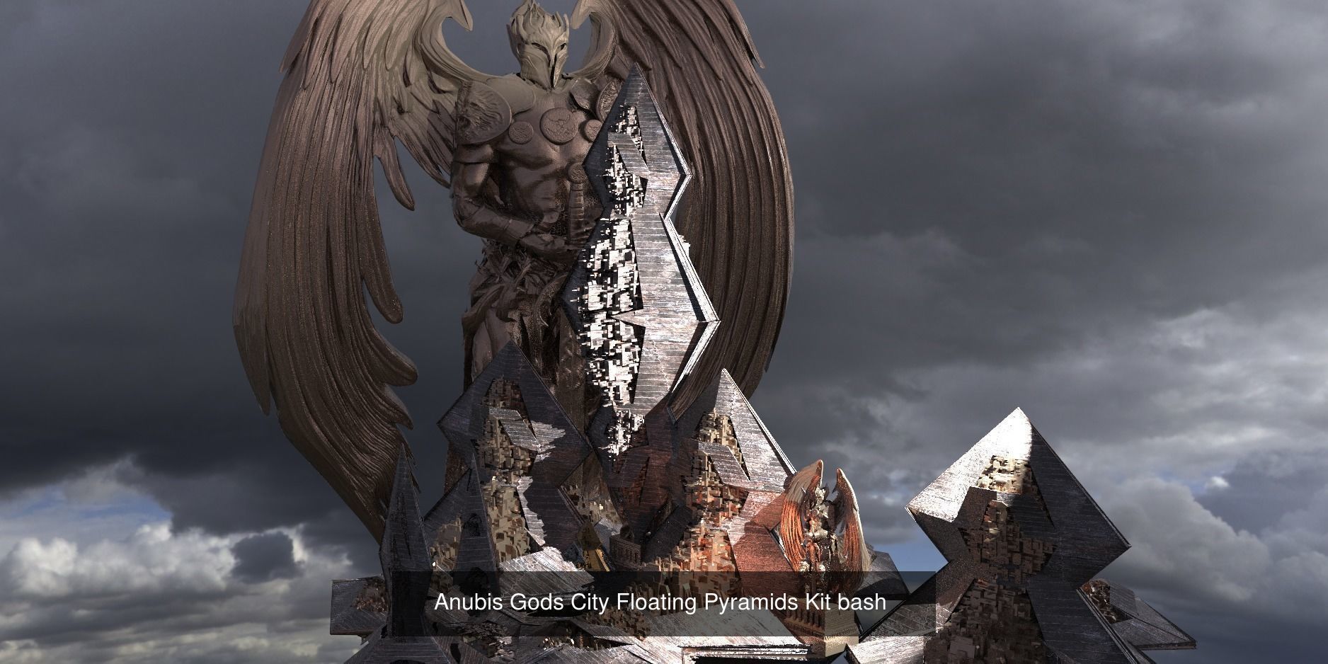 Floating Sci fi Ring Utopias cities 3D Model Collection_11