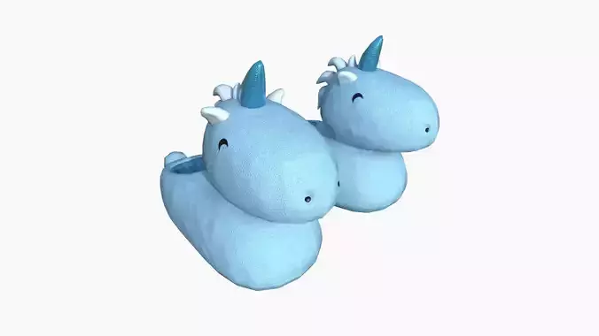 Slippers E01 Blue Unicorn - Costume Character Design Low-poly 3D model