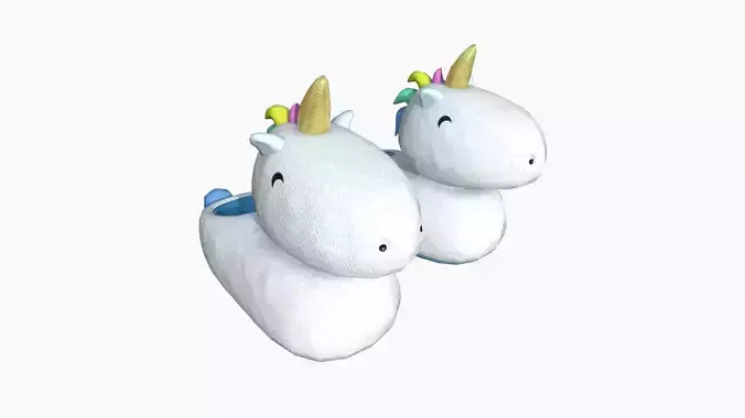Slippers E02 White Colored Unicorn - Costume Character Design Low-poly 3D model