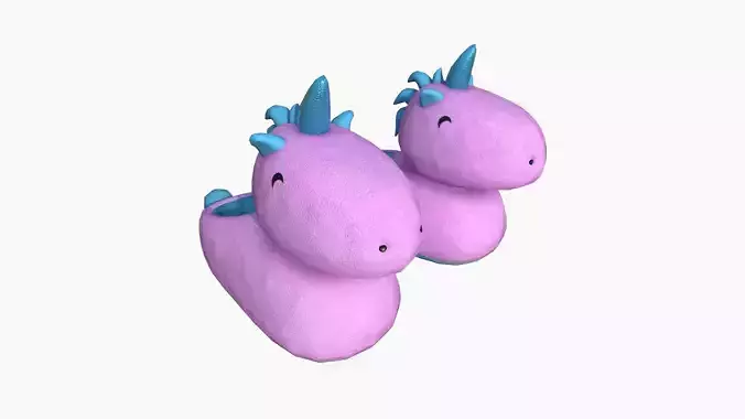 Slippers E04 Pink Blue Unicorn - Costume Character Design Low-poly 3D model