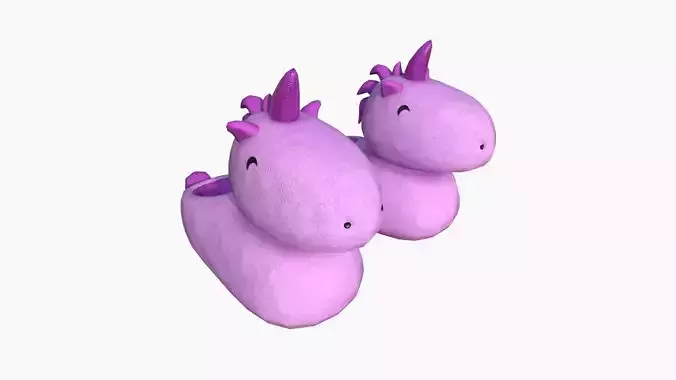 Slippers E05 Pink Unicorn - Costume Character Design Low-poly 3D model