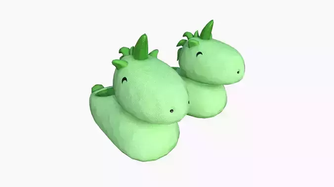 Slippers E06 Green Unicorn - Costume Character Design Low-poly 3D model