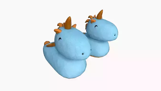 Slippers E08 Blue Orange Unicorn - Costume Character Design Low-poly 3D model