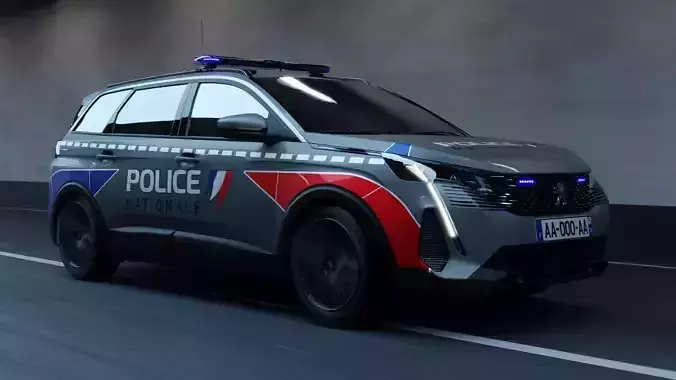 Peugeot 5008 -  French National Police Car Free 3D model