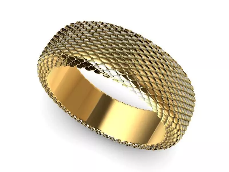 gold silver textured ring band us size 8 3D print model