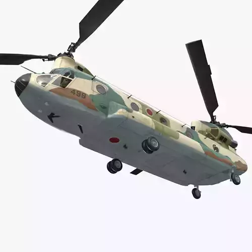 CH-47J Chinook JASDF Basic Animation Low-poly 3D model