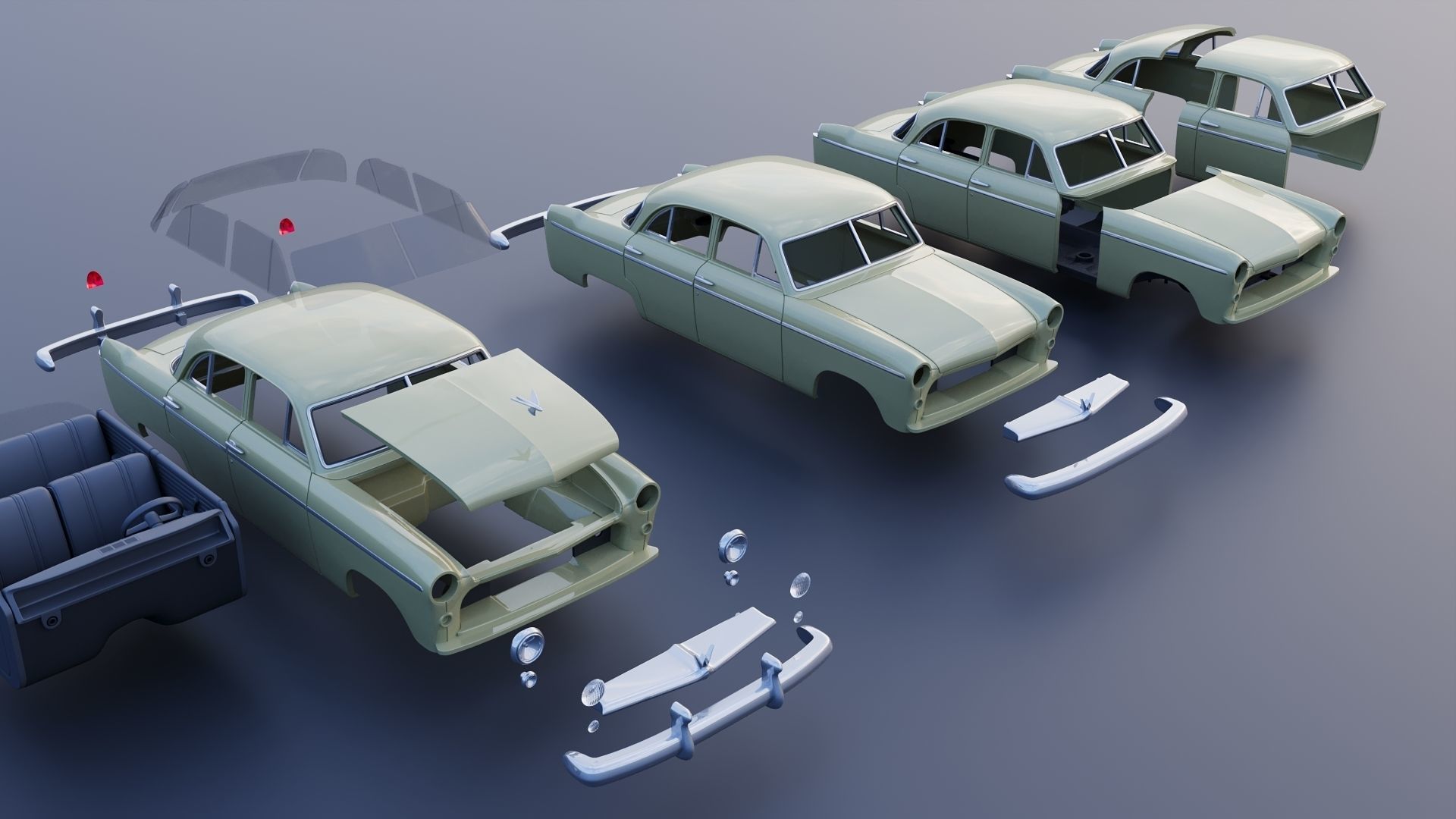 WILLYS AERO 1952 4 Door 3D print model_21