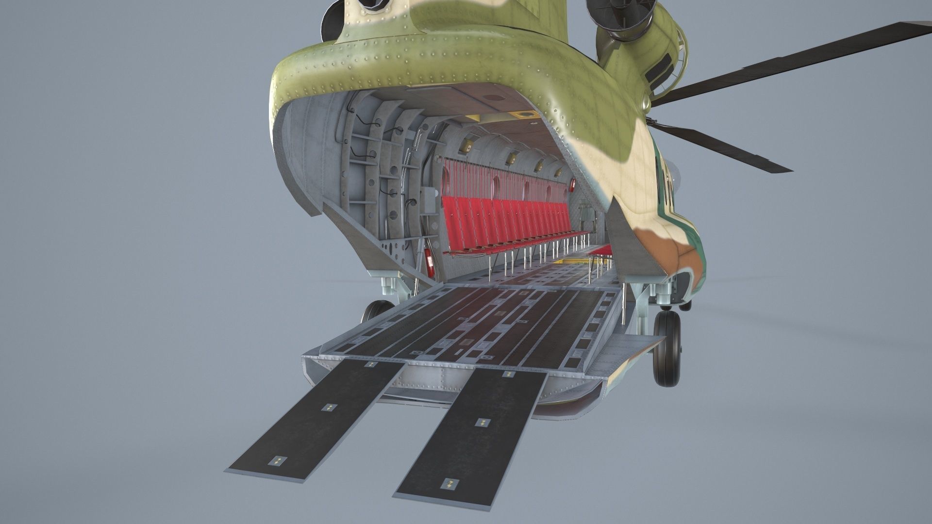 CH-47J Chinook JASDF Complex Animation Low-poly 3D model_16