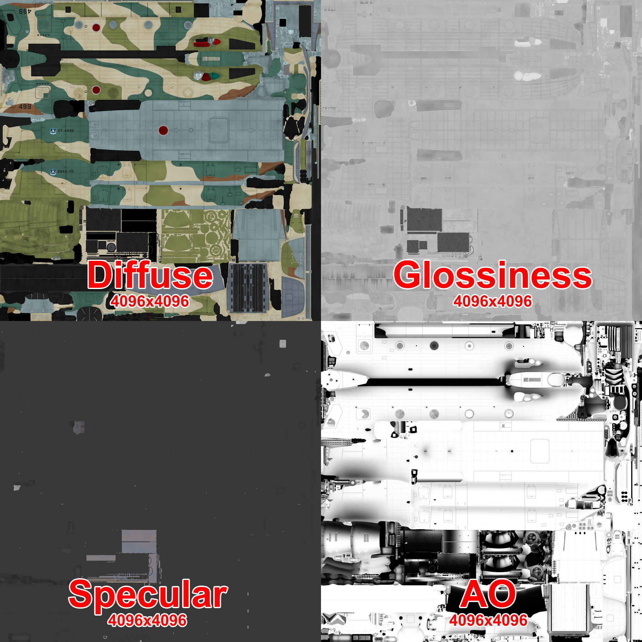 CH-47J Chinook JASDF Complex Animation Low-poly 3D model_39