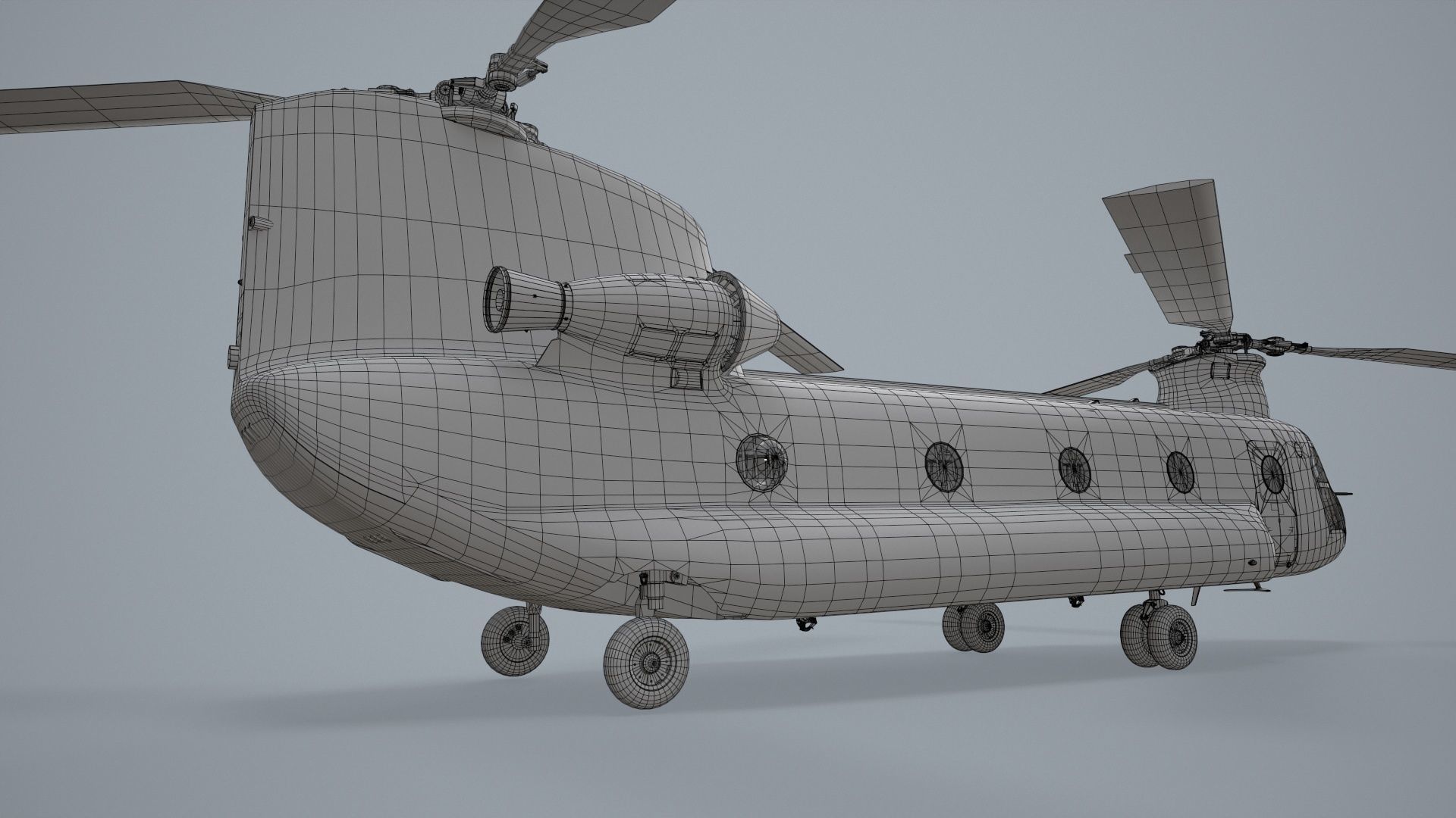 CH-47J Chinook JASDF Complex Animation Low-poly 3D model_28