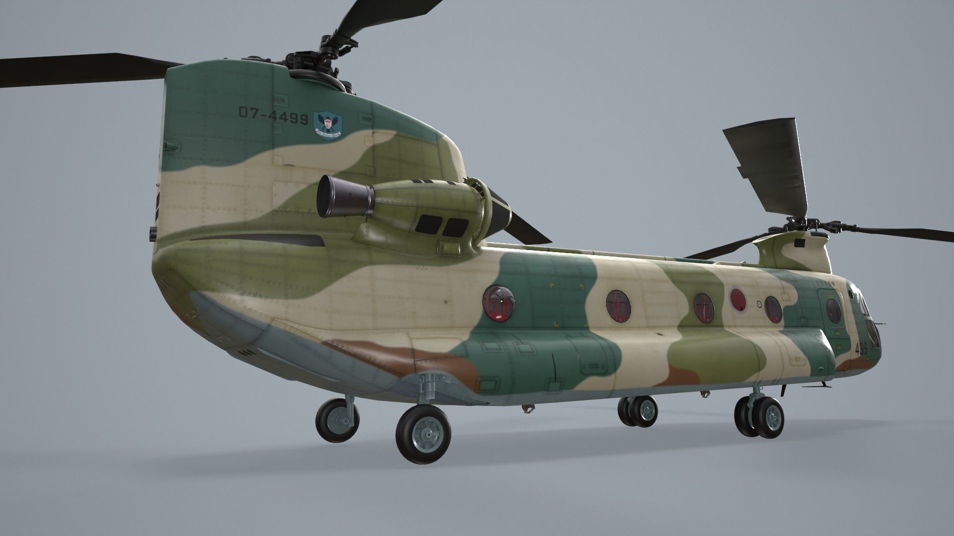 CH-47J Chinook JASDF Complex Animation Low-poly 3D model_5