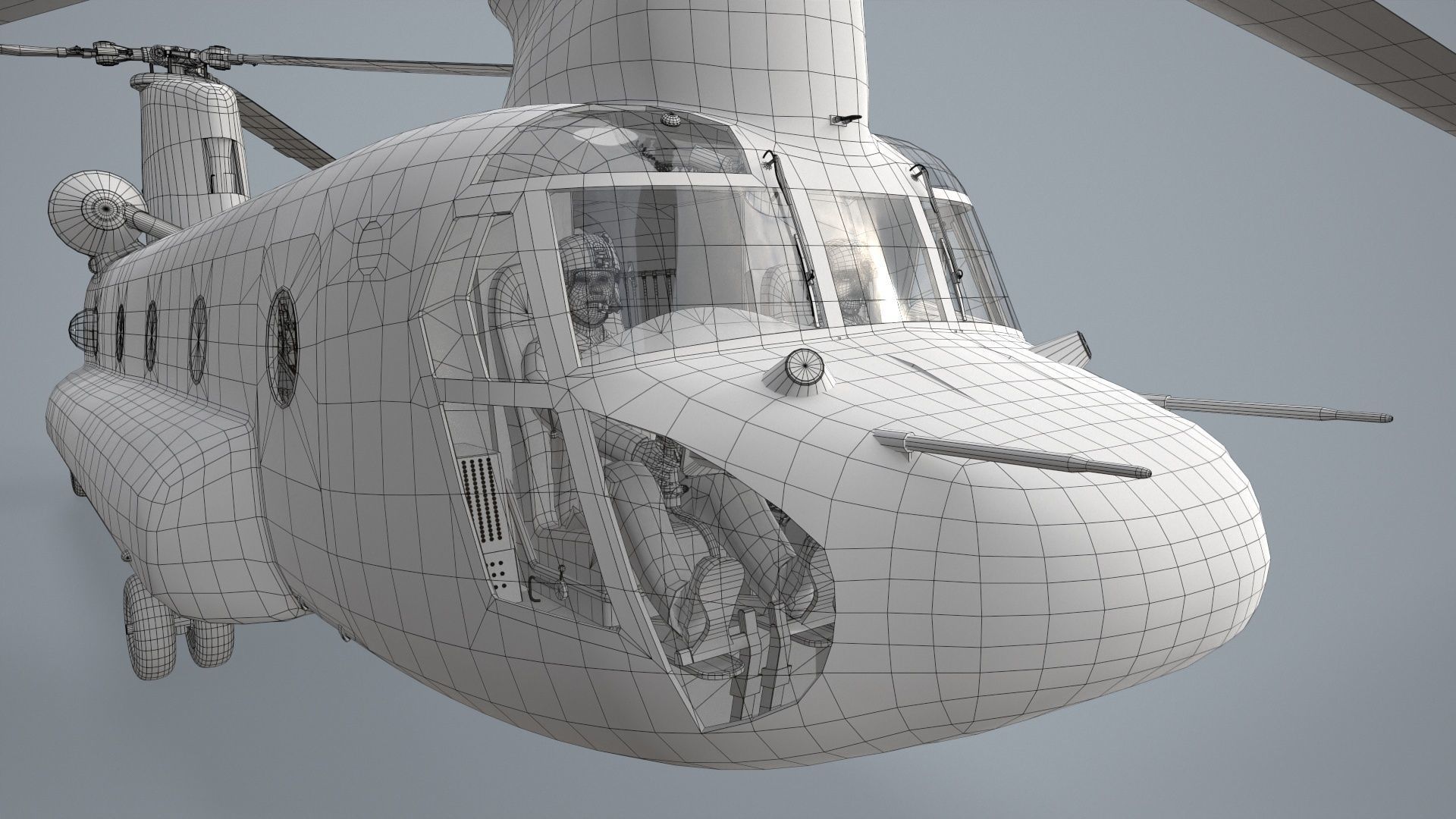 CH-47J Chinook JASDF Complex Animation Low-poly 3D model_33