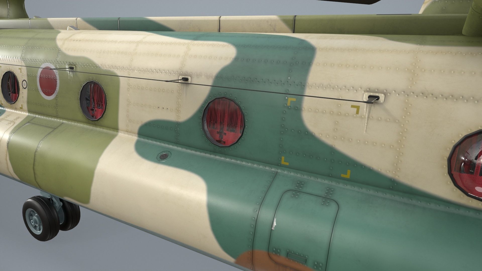 CH-47J Chinook JASDF Complex Animation Low-poly 3D model_9