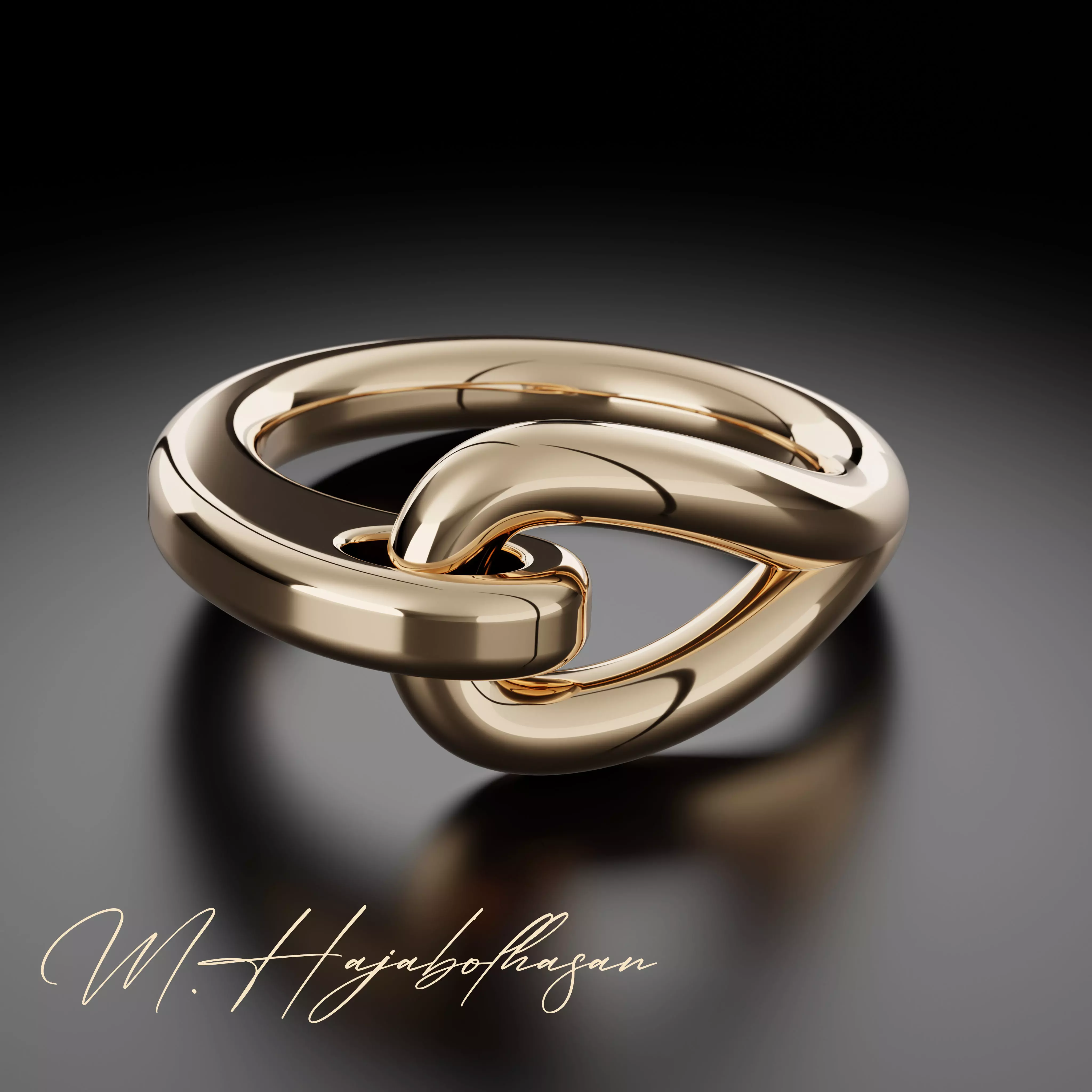 Knot gold ring 3D print model