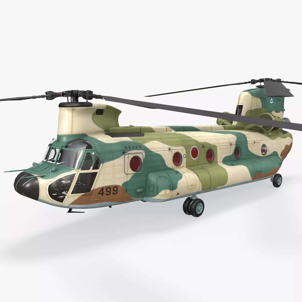 CH-47J Chinook JASDF Static Low-poly 3D model_0