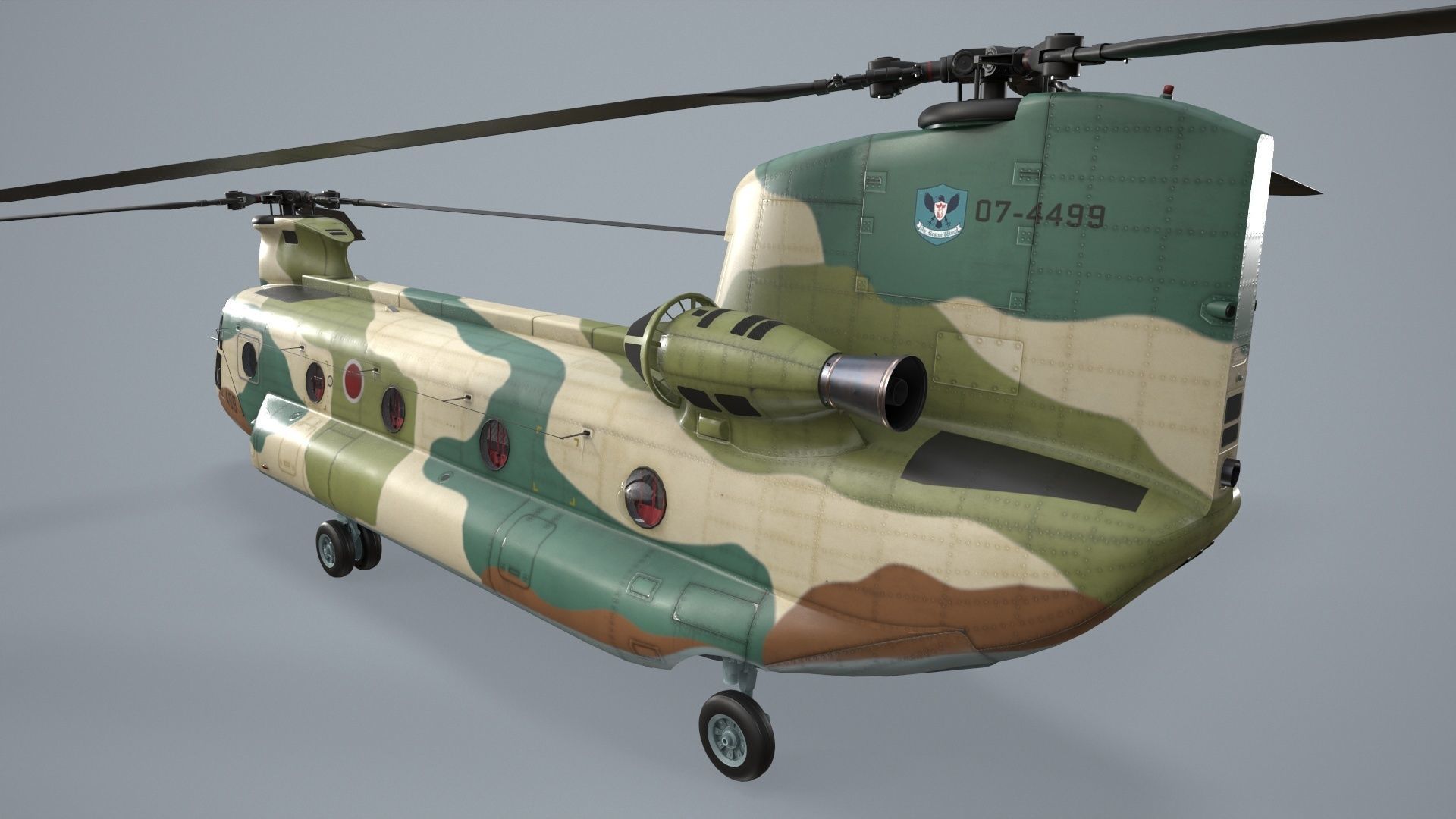 CH-47J Chinook JASDF Static Low-poly 3D model_4